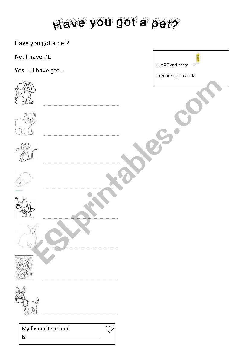 Have you got a pet? worksheet