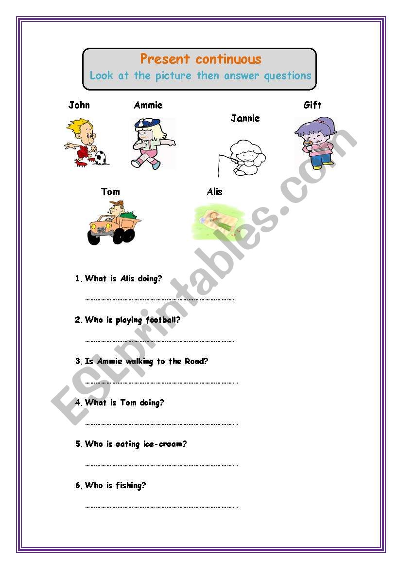 Present continuous worksheet