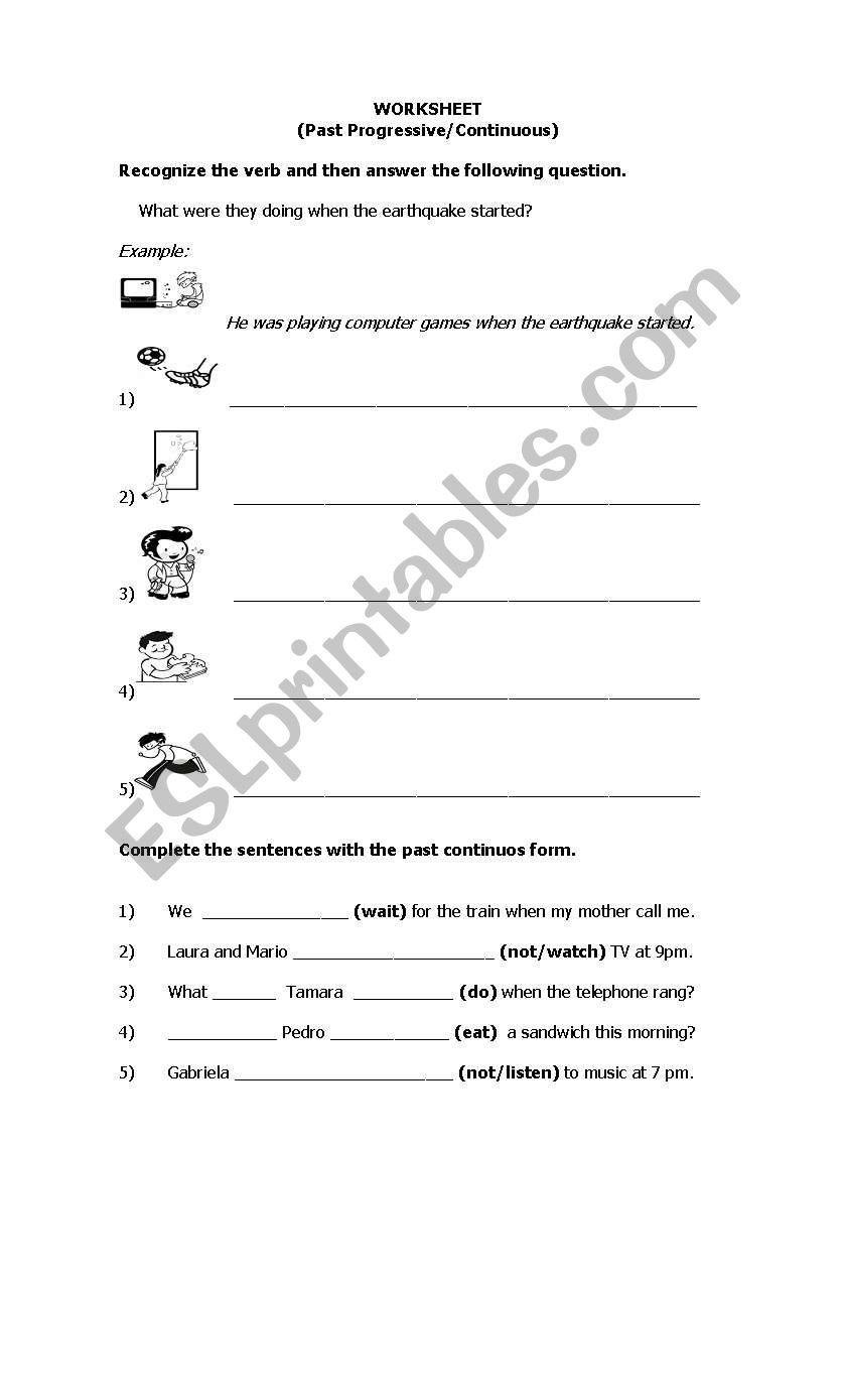 Past Continuous/Progressive worksheet