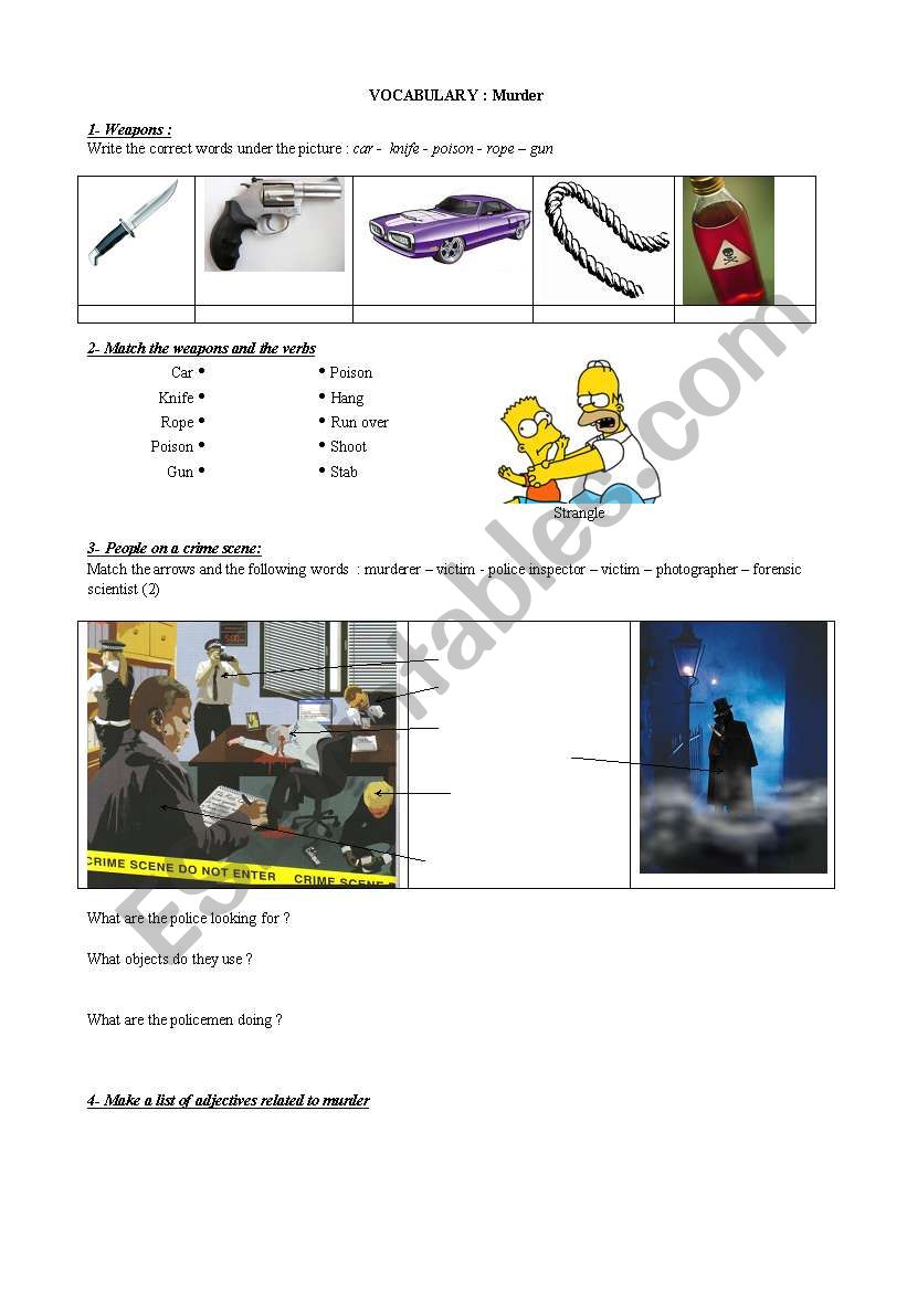 crime vocabulary worksheet