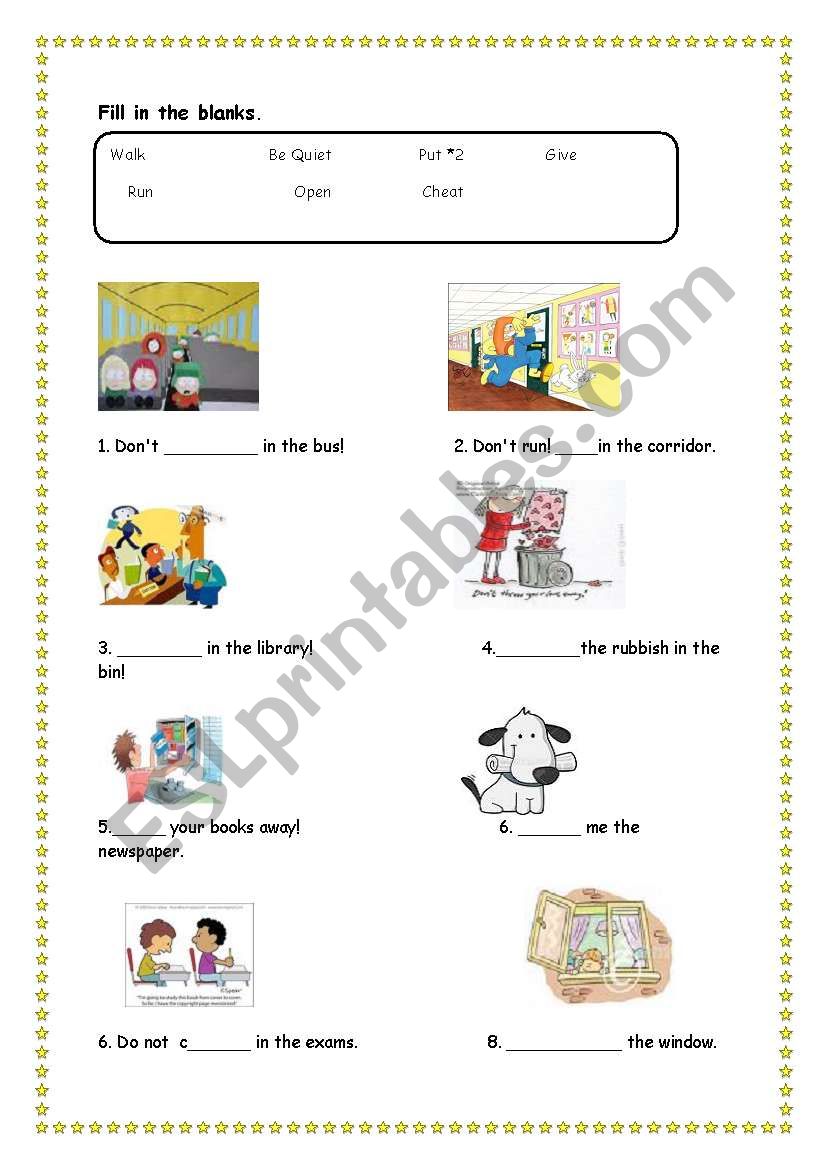 classroom imperatives worksheet