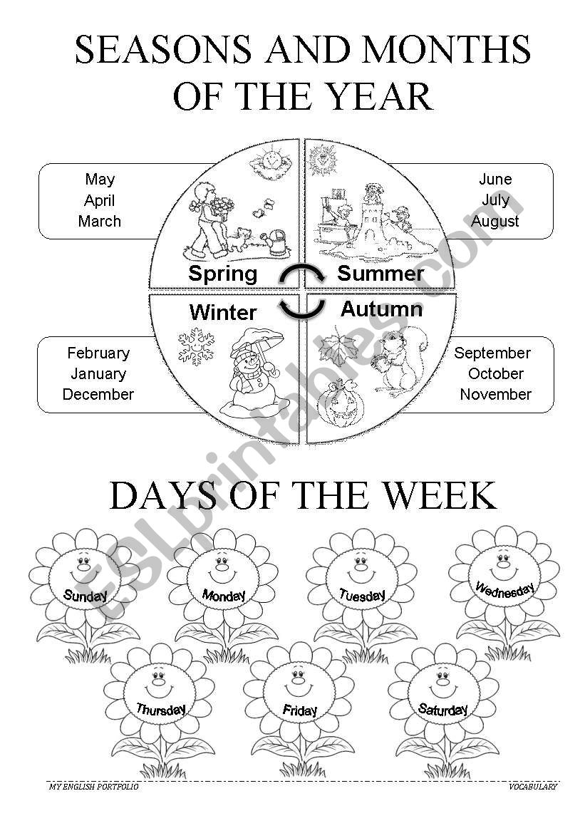 Seasons/Months/Days worksheet