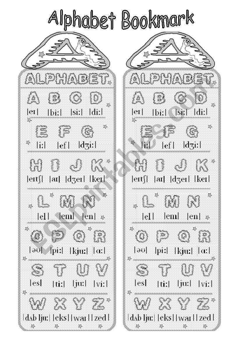 Alphabet with transcription Bookmark