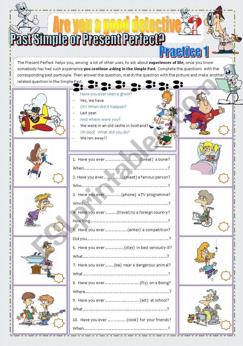 Present Perfect vs Past Simple  Practice 1 WS Fully Editable 