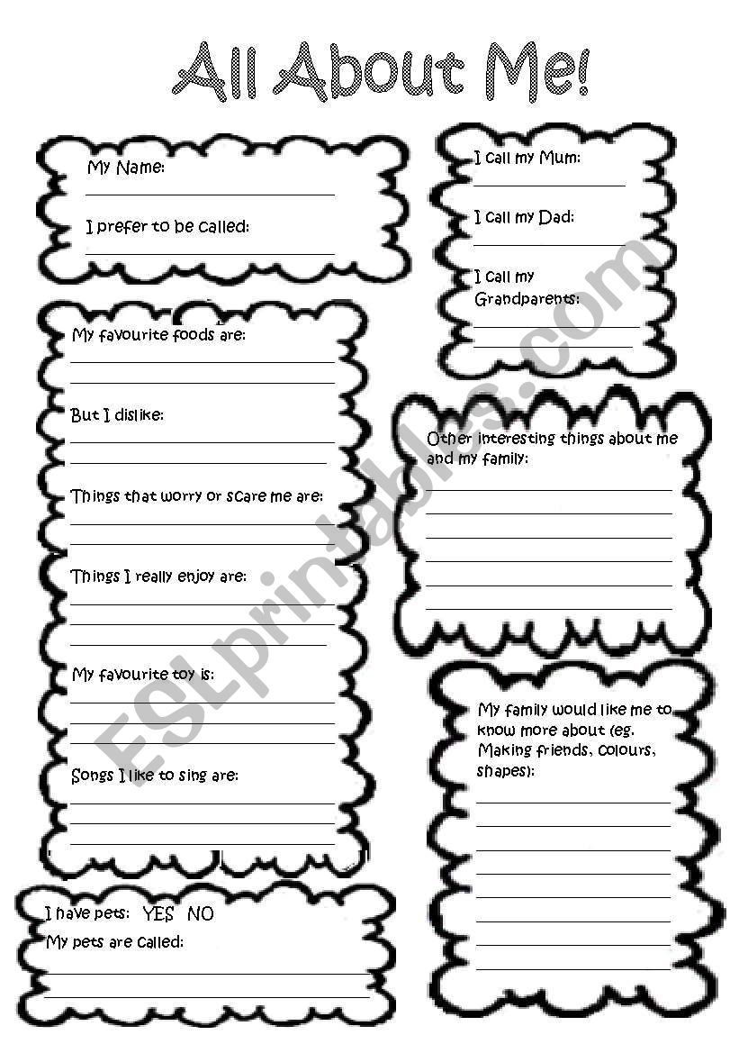 All about me worksheet