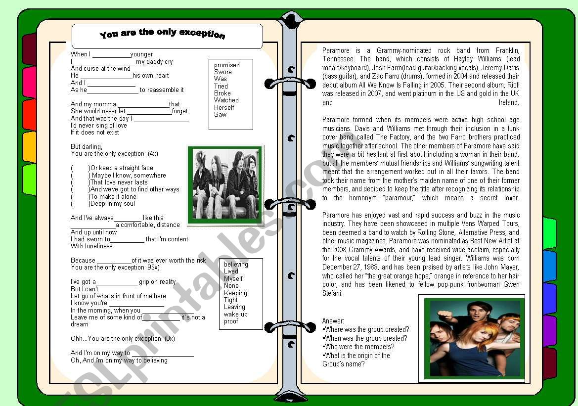 Music class worksheet