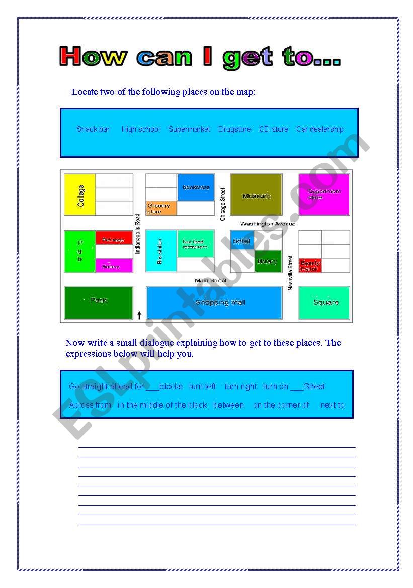 Giving Directions worksheet