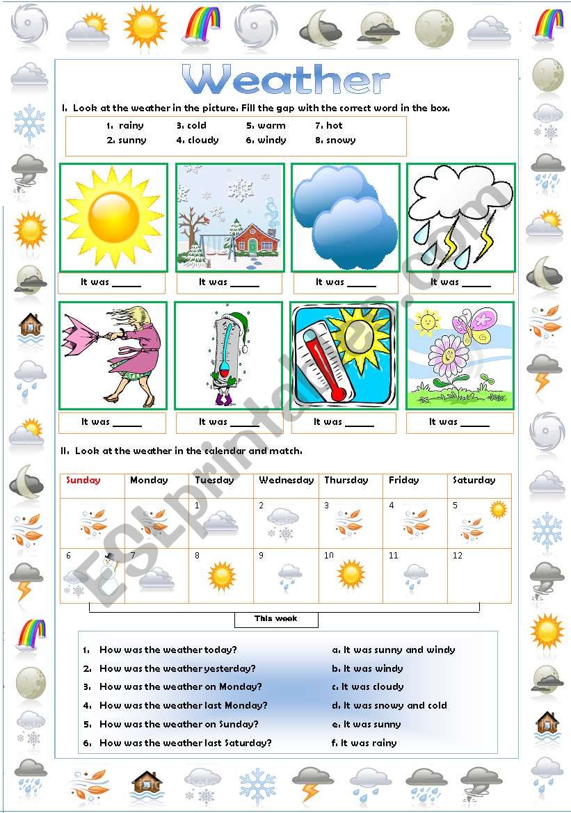 The weather: Sunny, Windy, Rainy...