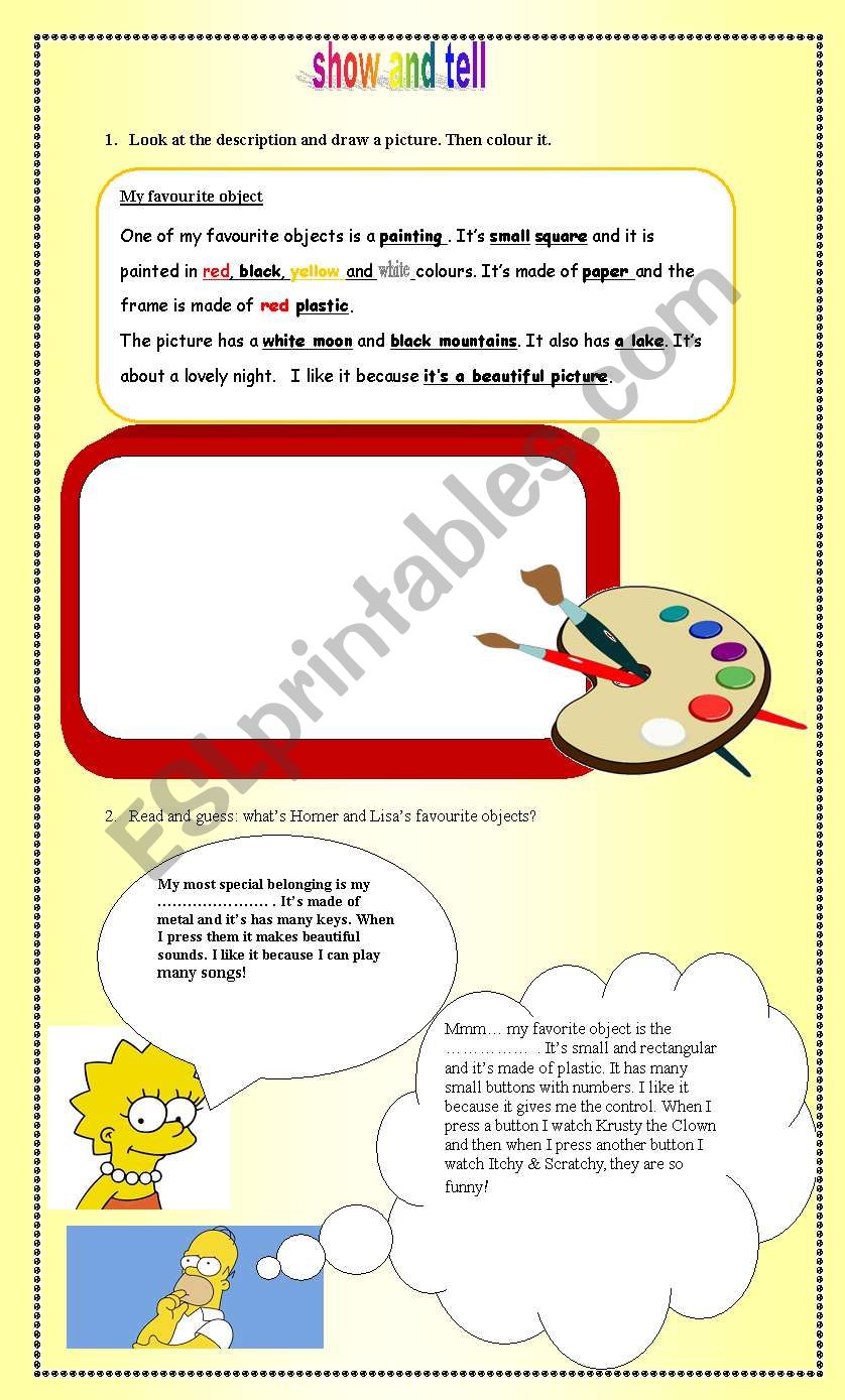 Show and Tell worksheet