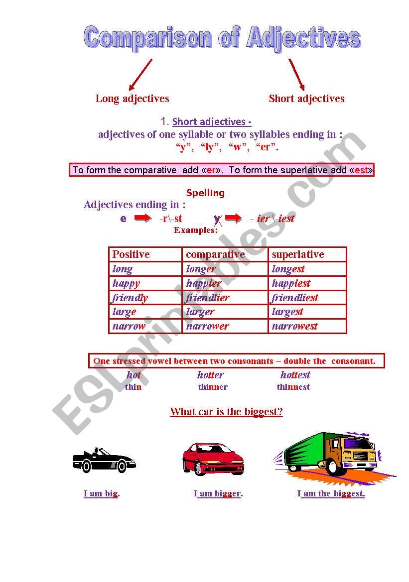 omparison of adjectives worksheet