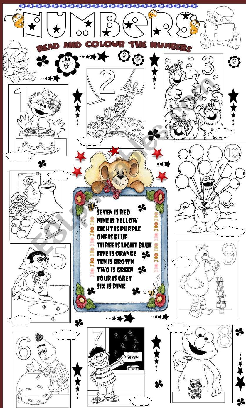 numbers and colours worksheet