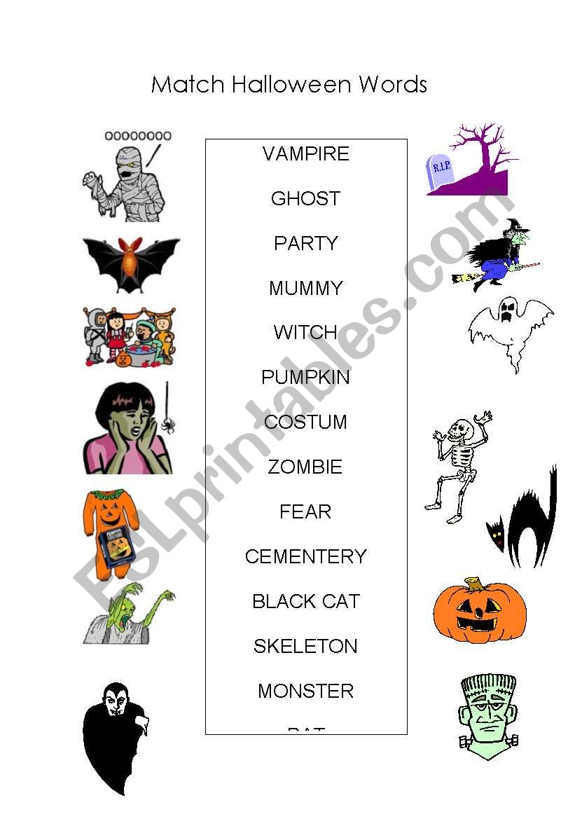 Halloween crossword worksheet