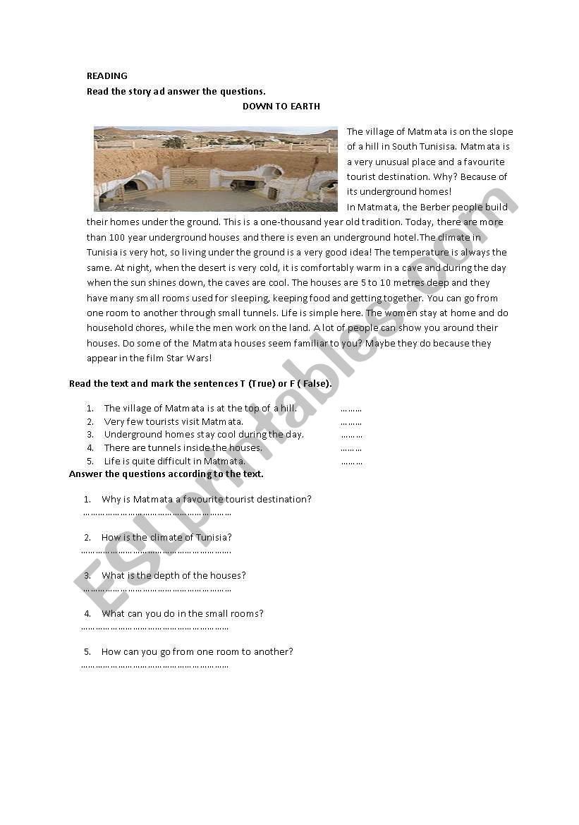 reading paragraph worksheet