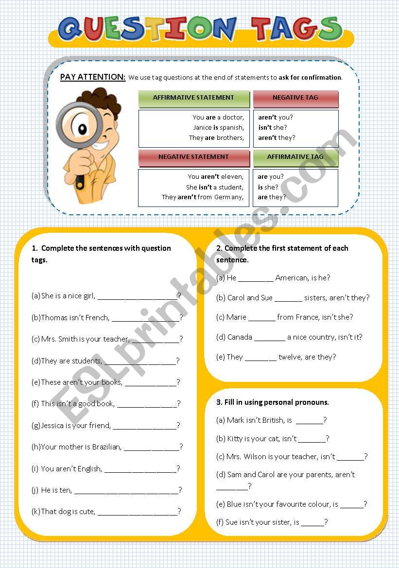 Question tags worksheet