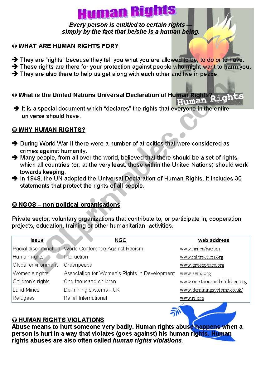 Human Rights worksheet