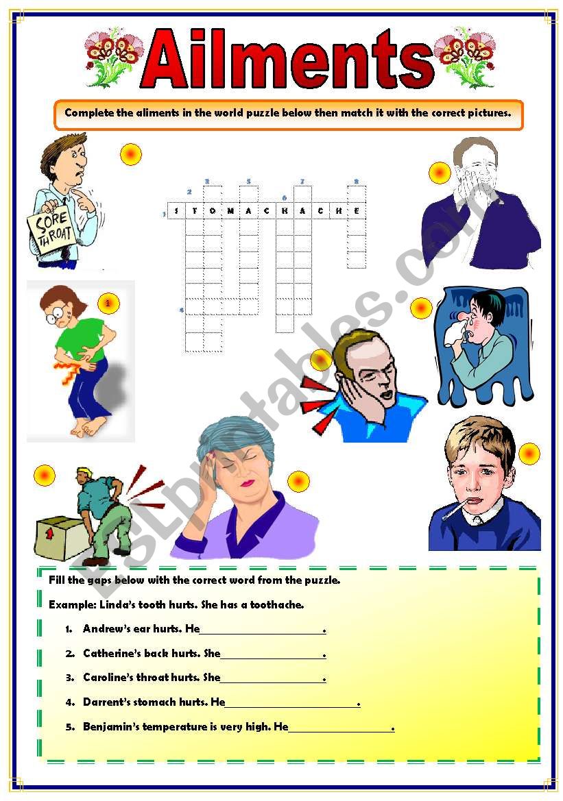 Ailments worksheet