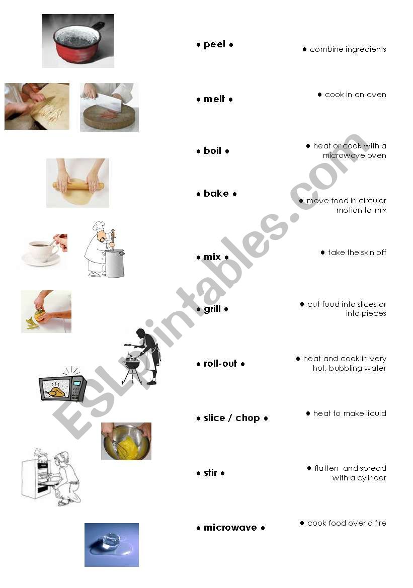 Cooking verbs worksheet