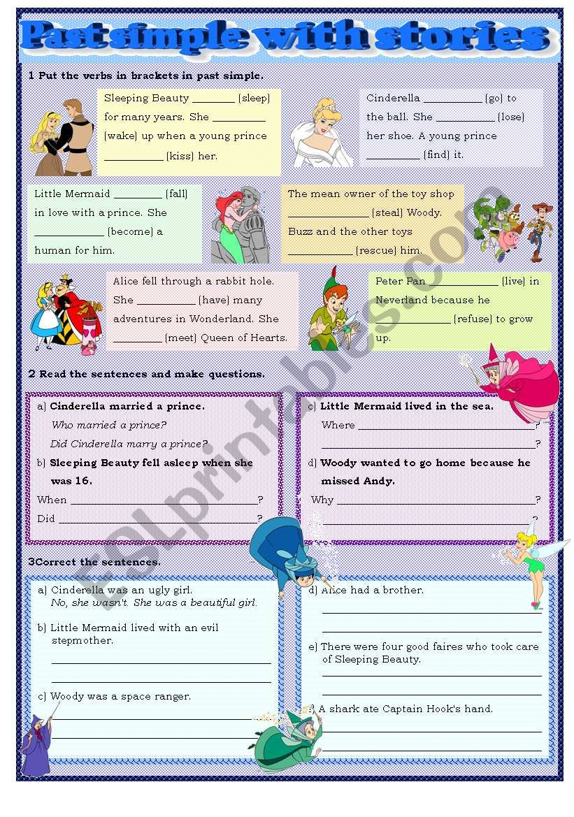 Past simple with stories worksheet