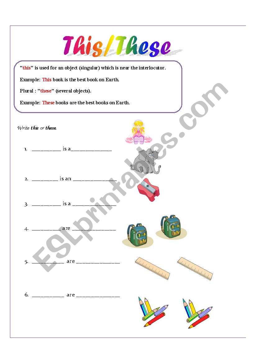 this/these worksheet