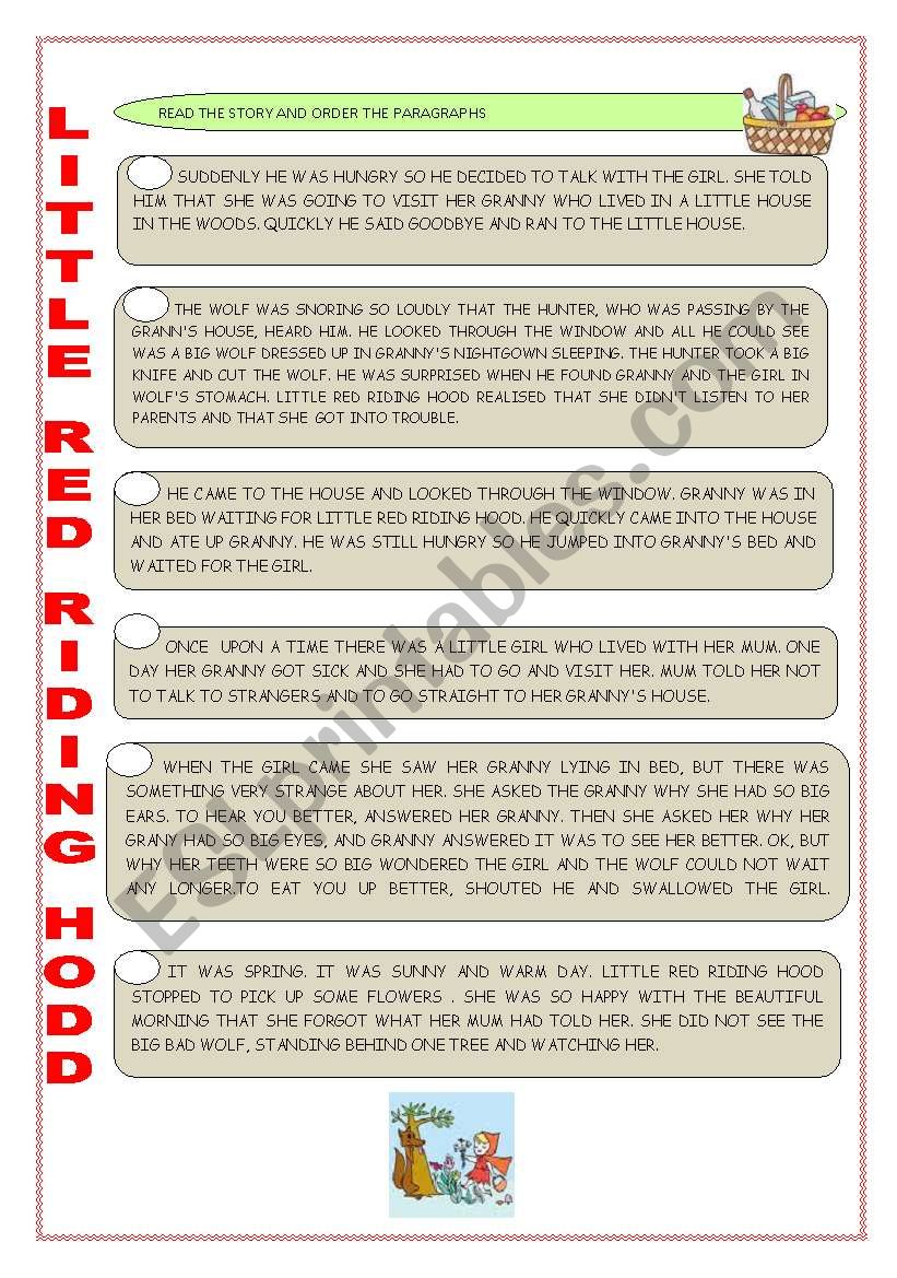Little red riding hood-reading with exercises-2 pages