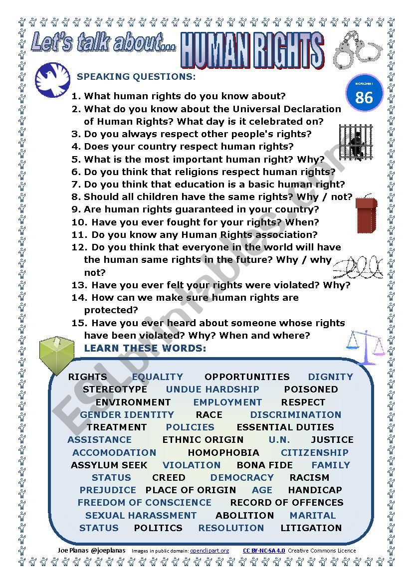 LETÂ´S TALK ABOUT HUMAN RIGHTS (SPEAKING SERIES 86) NEW VERSION