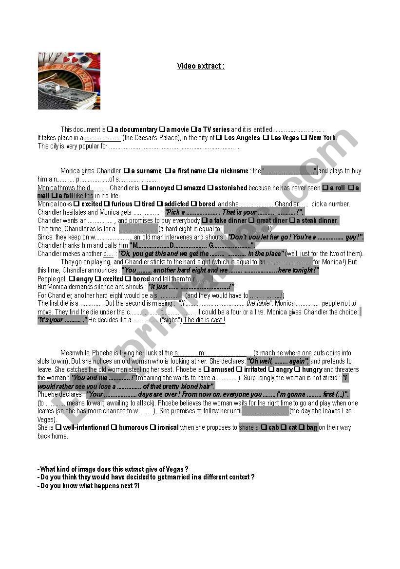  Friends (in Vegas) worksheet