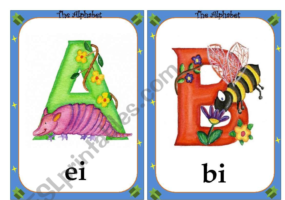 Alphabet flashcards- 1/4 worksheet