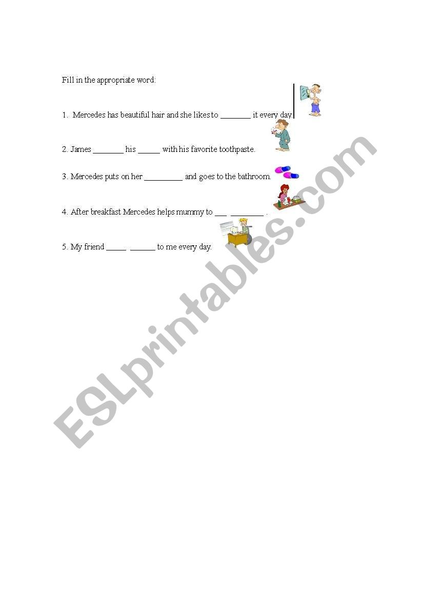 daily routines exercise worksheet
