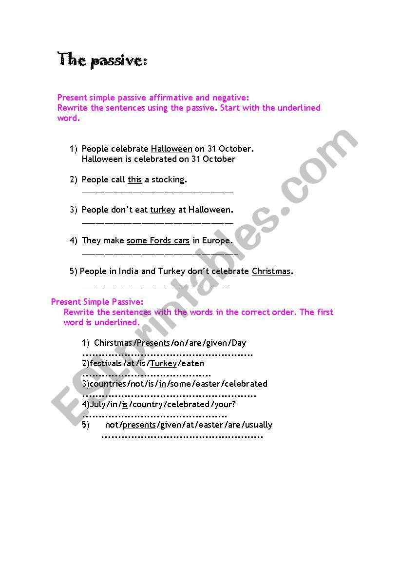 Passive worksheet