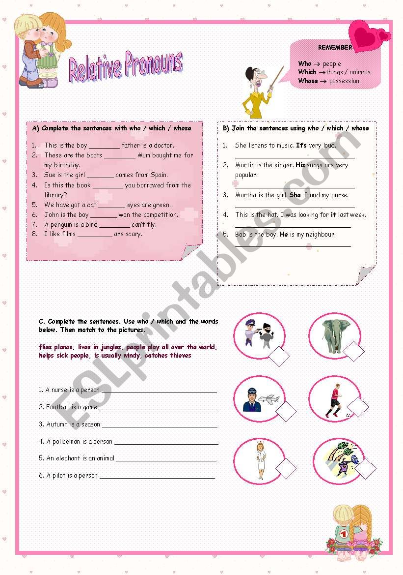 Relative Pronouns worksheet