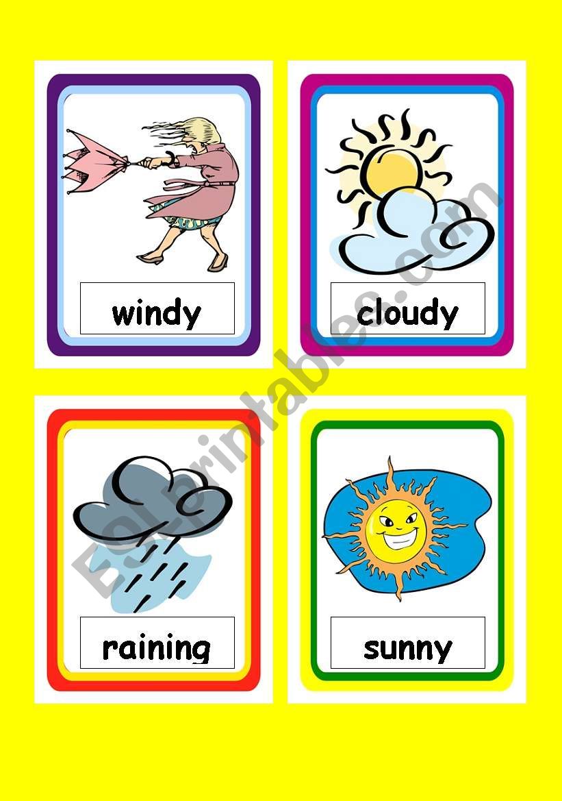 Weather Flashcards Esl Worksheet By Tw Karen