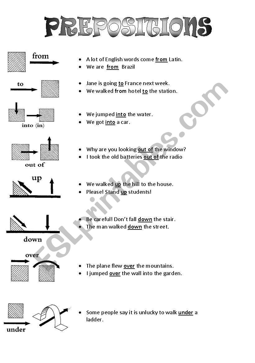 Prepositoins worksheet