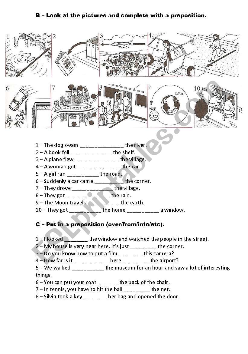 PREPOSITIONS - PART II worksheet