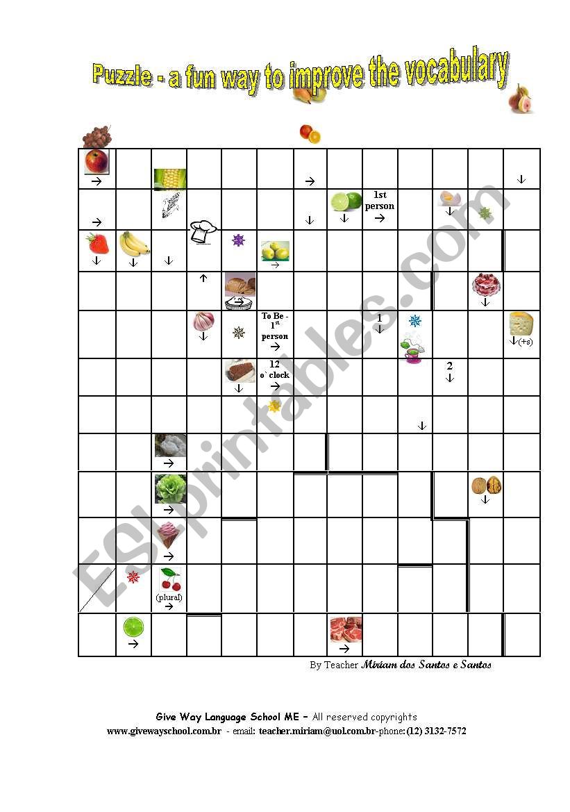 Puzzle _ Food Vocabulary worksheet