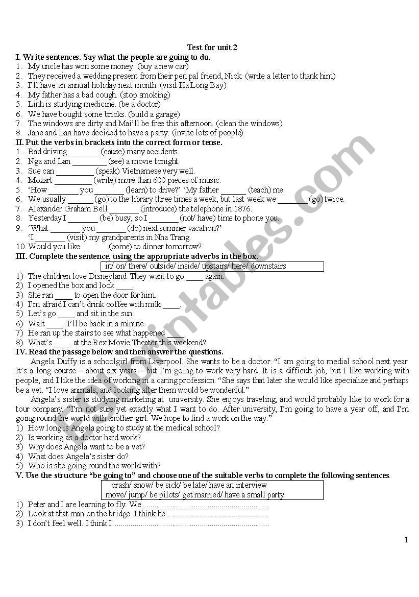 grammar worksheet