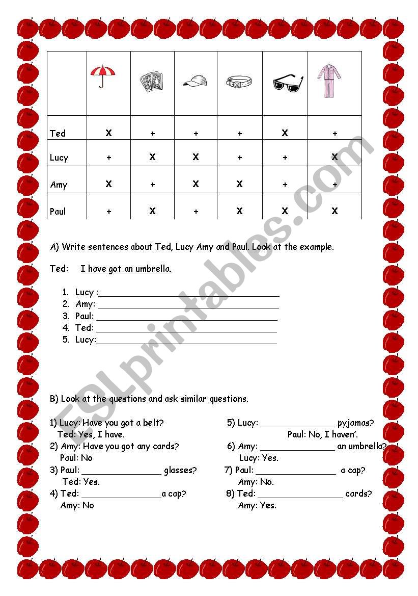 what have you got? worksheet