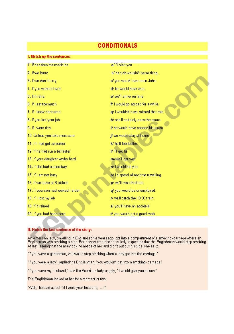 Conditionals worksheet