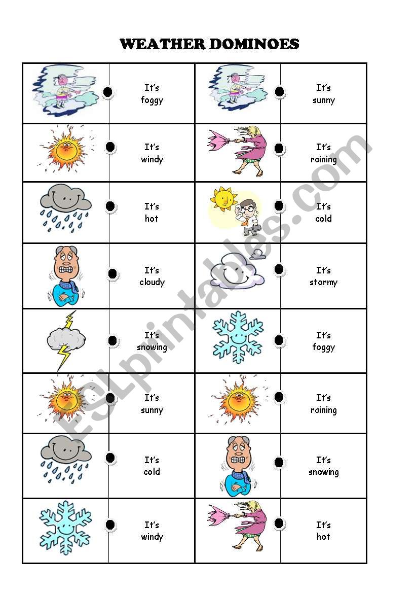 WEATHER DOMINOES (2 pages) worksheet
