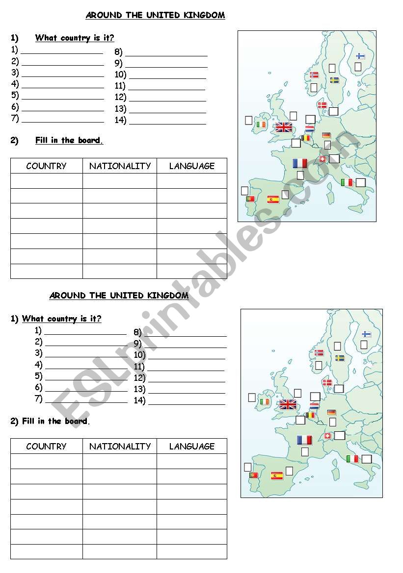 Around the UK worksheet