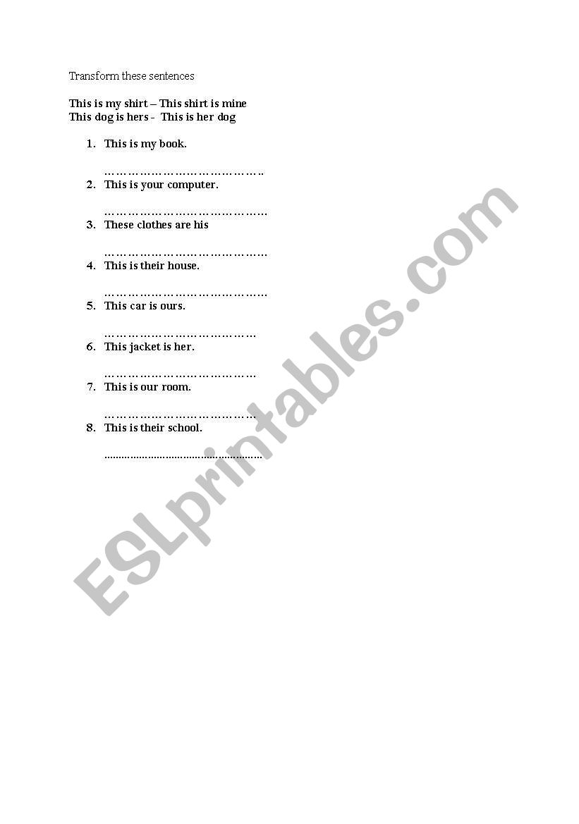 Exercise worksheet