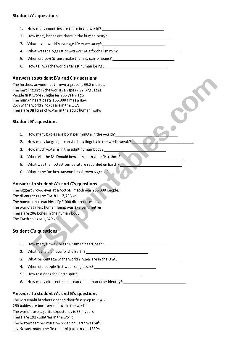 Numbers, numbers, numbers worksheet