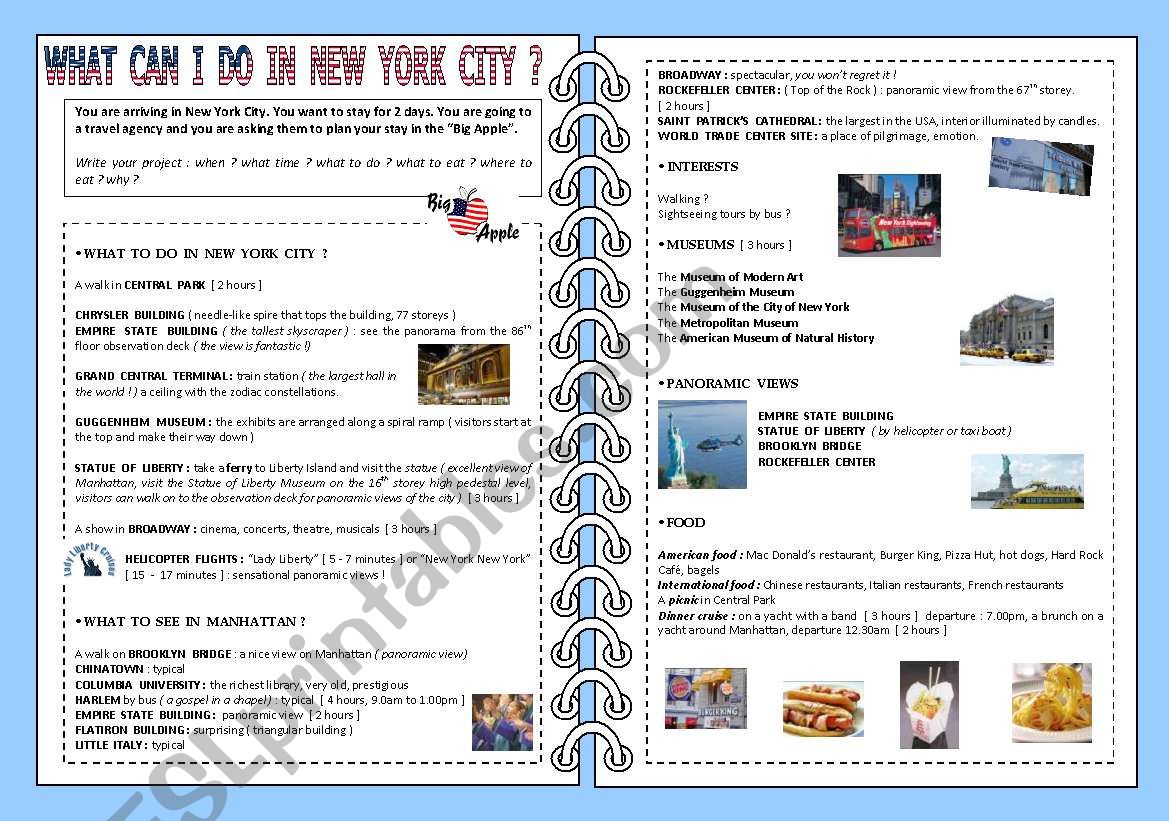 What can I do in New York city ?? ( 2 pages )