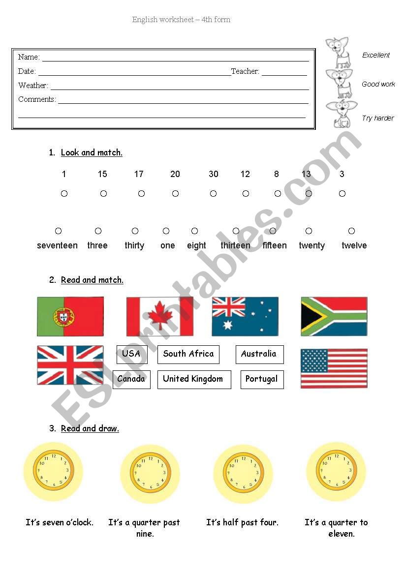 Revisions worksheet