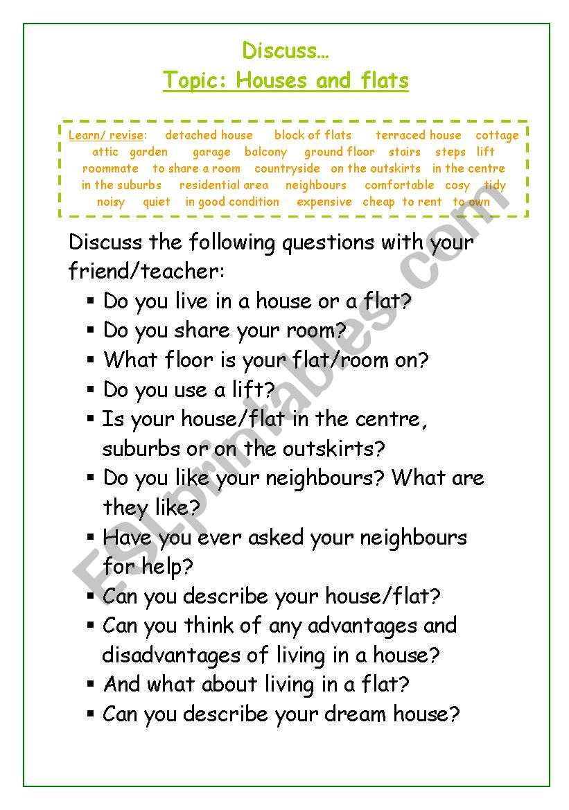 Houses and flats speaking activity