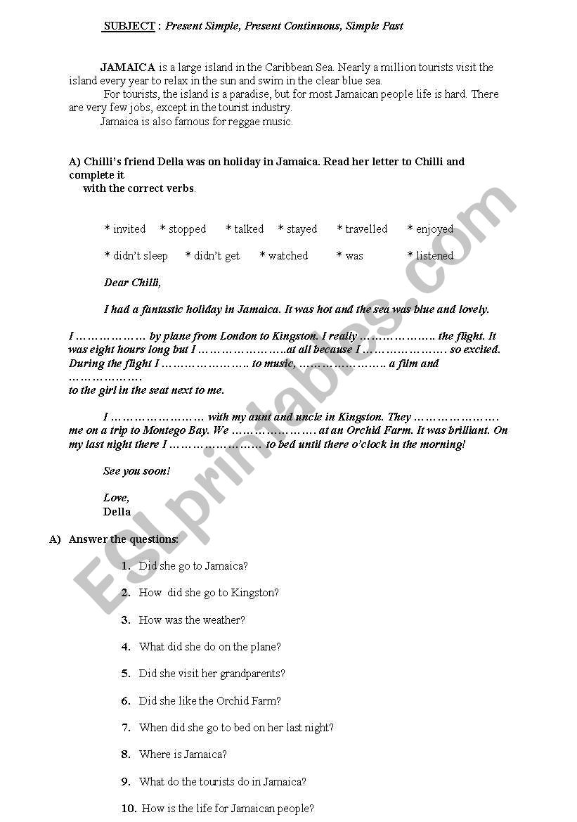 tenses worksheet