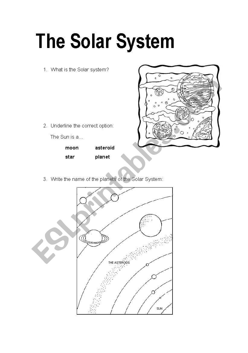 The Solar System worksheet