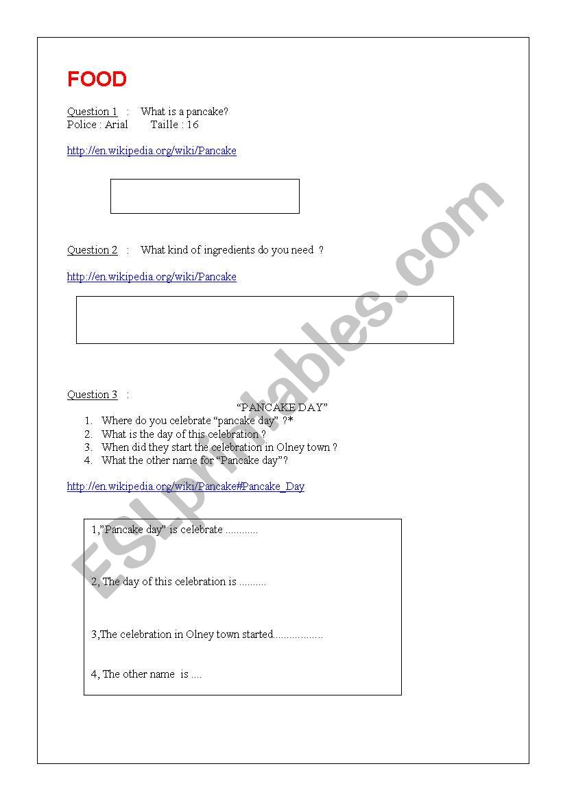 recherche internet worksheet
