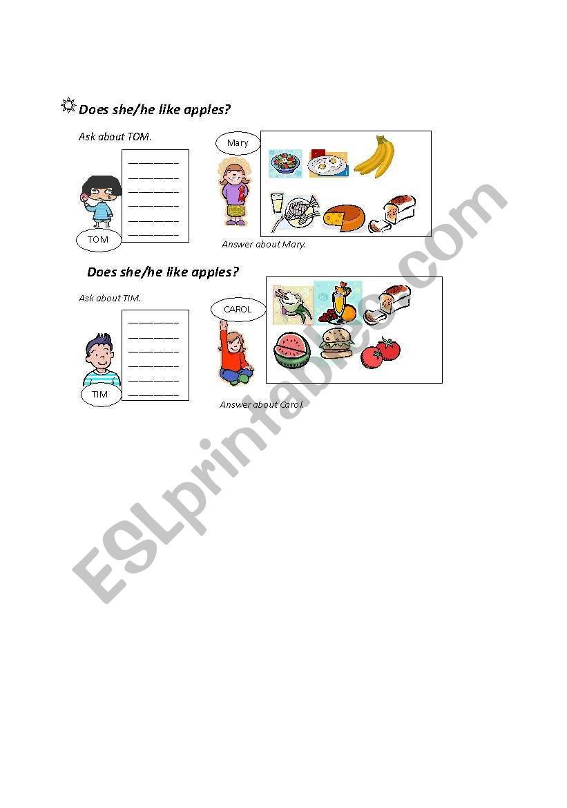 food worksheet