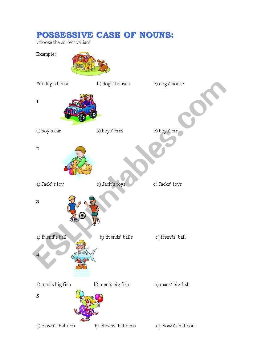 possessive case of nouns worksheet