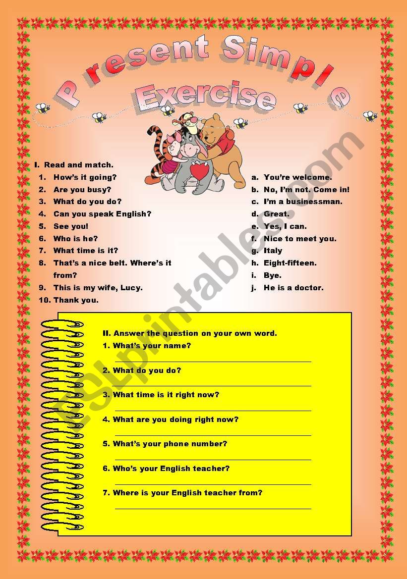 Present simple exercise worksheet